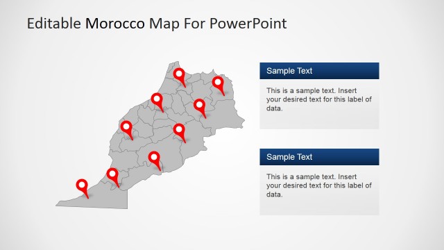 Morocco Map with Editable States and GPS Markers