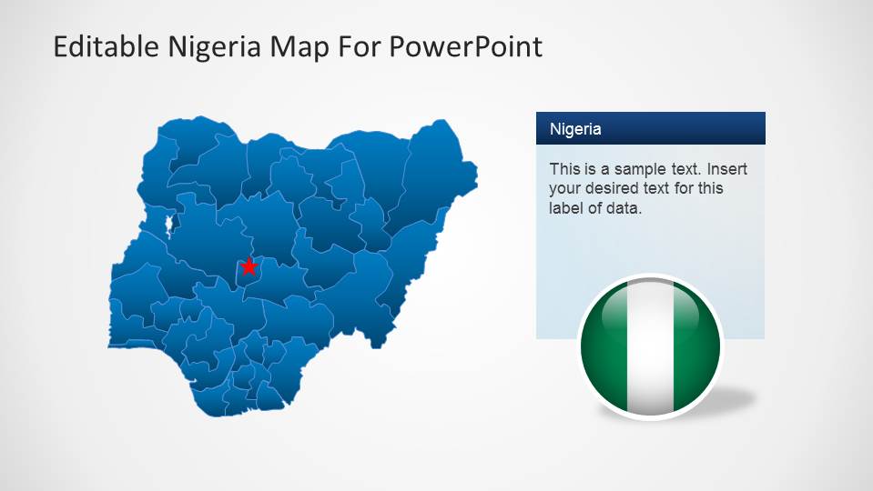 Free Editable Map Of Nigeria Showing States Editable Nigeria Powerpoint Map - Slidemodel