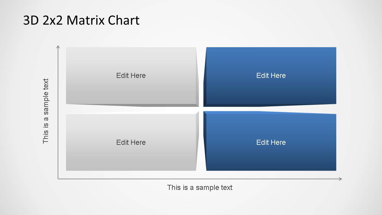 3d Matrix Charts Powerpoint 2x2 Front View Slidemodel