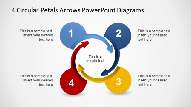 4 Circular Petals Arrows PowerPoint Diagrams