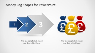 3 Steps Arrow Flow Into Money Bags with Pound Currency