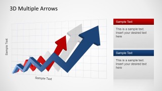 Blue and Red 3D PowerPoint Arrows showing an increasing trend.
