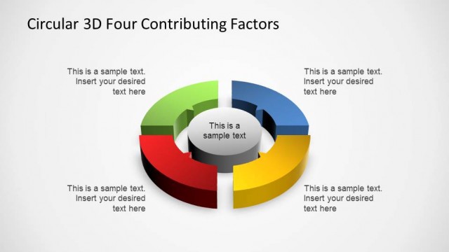 Circular 3D Four Contributing Factors PowerPoint Diagram