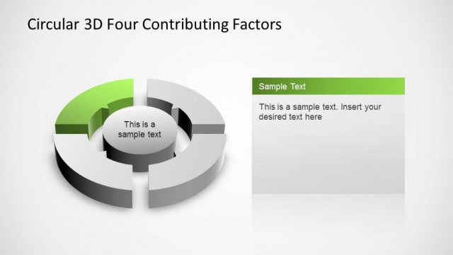 Circular 3D Four Contributing Factors PowerPoint Diagram Quadrant Green