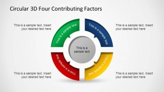 Circular 3D 4 Steps pointing a concentric cylinder PowerPoint Diagram