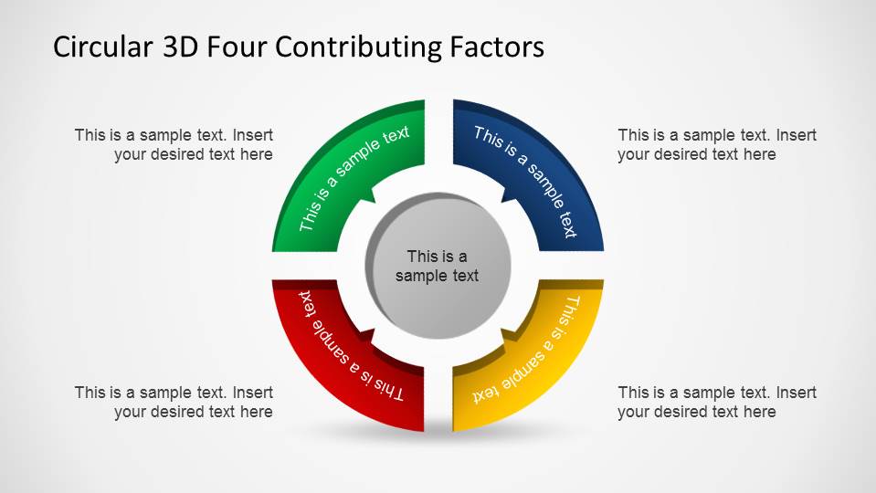 Circular 3D Four Contributing Factors PowerPoint Diagram