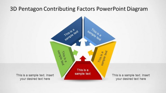 3D Pentagon Contributing Factors PowerPoint Diagram
