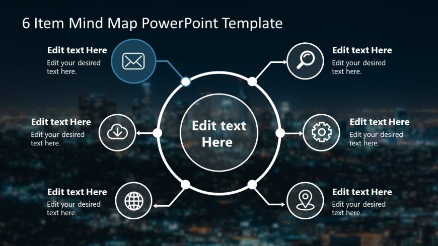 6-Item Mind Map PPT Slide