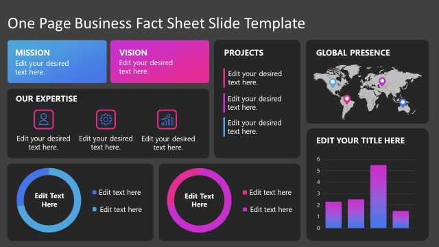 Dark Background Slide Design for Business Fact Sheet