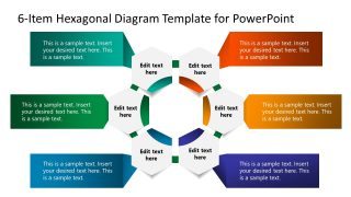 Editable 6-Item Hexagonal PPT Diagram