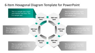 6-Item Hexagonal Infographic Template Diagram