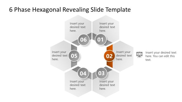 Editable 6-Phase Hexagonal Diagram Slide