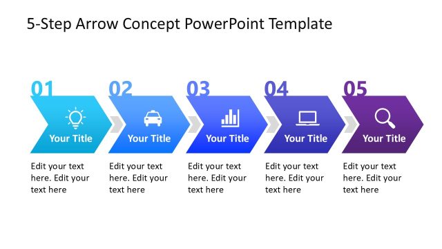Editable 5 Step Arrow Diagram PPT Template