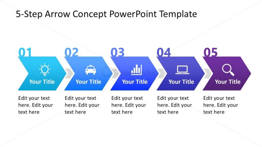 5-Step Arrow Diagram Template Slide