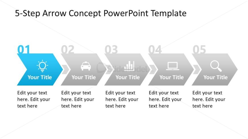 5-Step Arrow Diagram Slide Template 