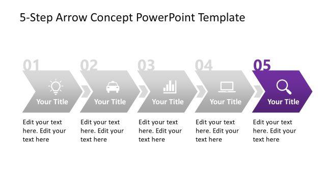 5-Step Arrow Diagram Template for Presentation