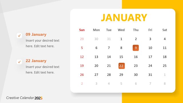 January Slide Template – Creative Calendar 2025