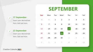 Creative Sep Slide - Calendar 2026 Design