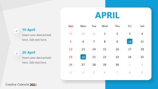 2026 Calendar for Business Presentation 