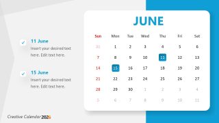 2026 Calendar Slide Template for Presentation