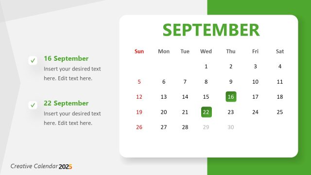 September PPT Slide – Creative Calendar 2027 Presentation Template