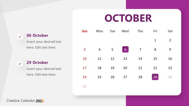 October Slide – Calendar 2027 Slide Template