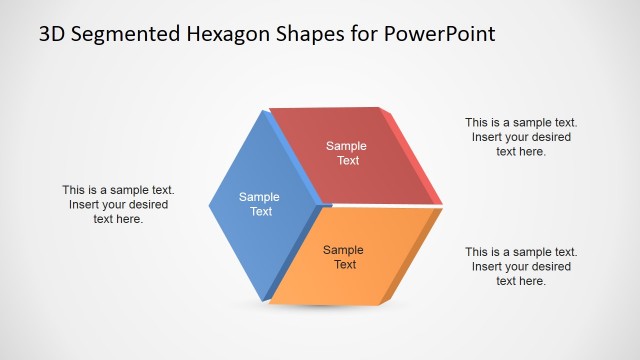 Three Segments 3D Hexagonal PowerPoint Diagram