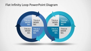 Connected circles created with PowerPoint arrow flows with quadrants in the center. 