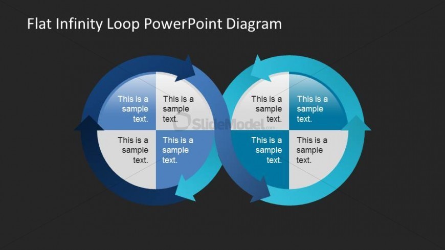 Infinity Loop created with circular process flow with a black background.