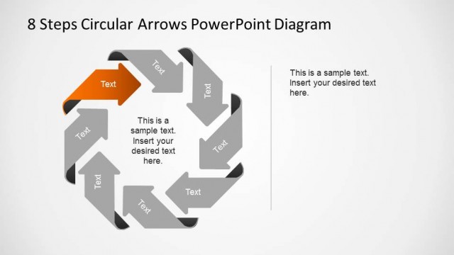 PowerPoint Circular Arrows Diagram First Step Highlighted