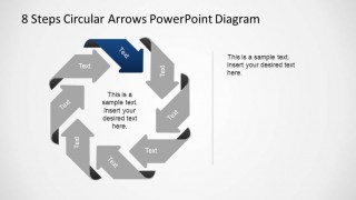 8 Steps Octagonal Circular Arrows PowerPoint Diagram with Second Steps Highlighted and others greyed.