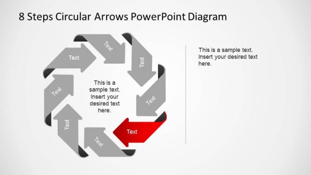 Fifth Step Highlighted in Circular Arrows PowerPoint Diagram