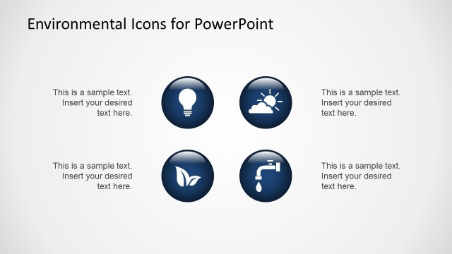 Flat Environmental Icons for PowerPoint Blue with 3D Effect
