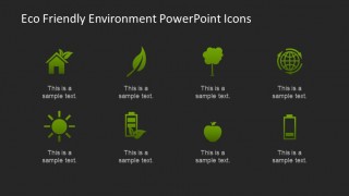 Black background eco friendly icons