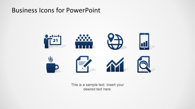 Blue Business Icons Set for PowerPoint