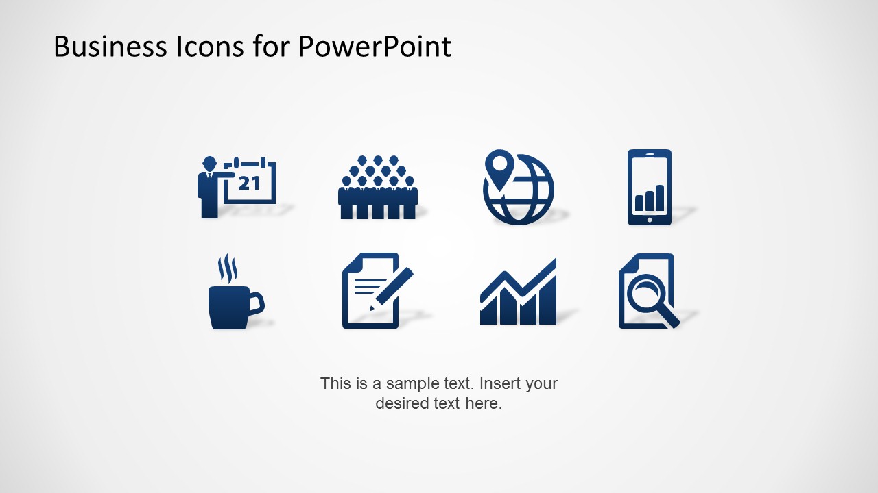 Blue Background Flat PowerPoint Icons