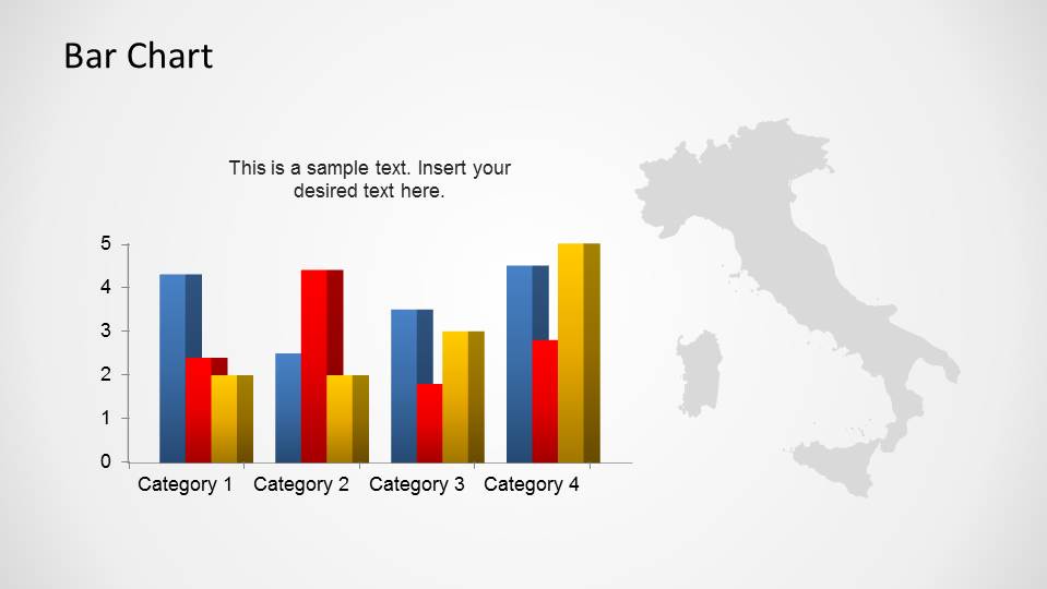 Italy PowerPoint Map with Data Driven Barchart