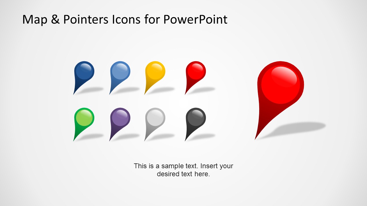 Set of Diagonal Map Pointer Icons for PowerPoint