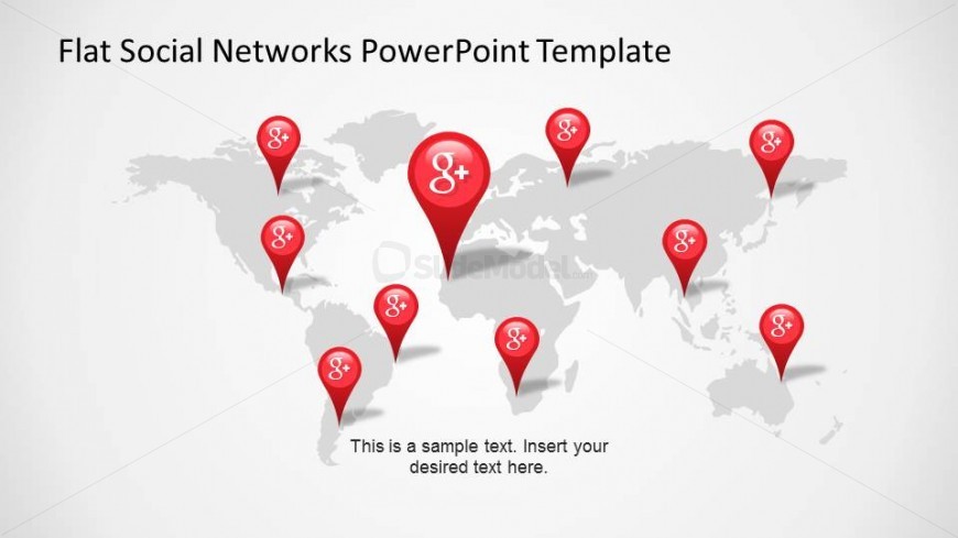 World Map with Google Plus GPS Icons to Represent Usage