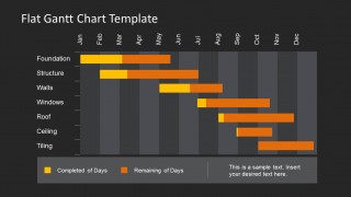 Dark Gantt Chart Template for PowerPoint with Flat Style