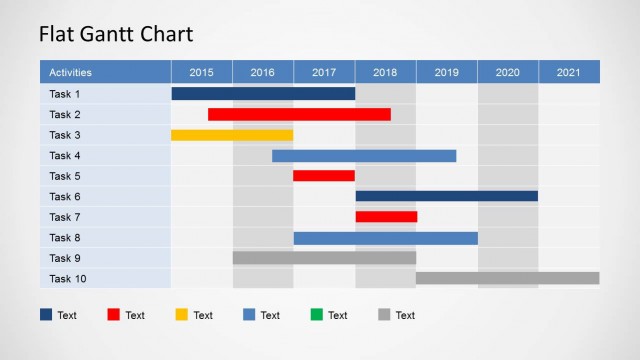 Flat Gantt Chart for PowerPoint – Yearly Plan