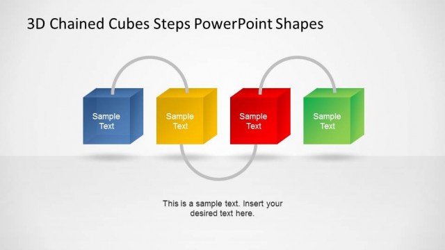 Four Steps 3D Chained Cubes Diagram