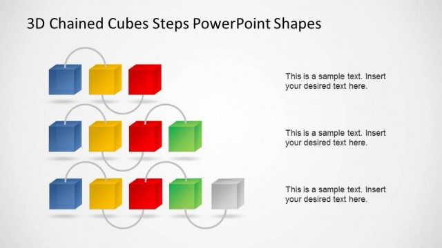 Chained Cubes Steps PowerPoint Diagram Summary