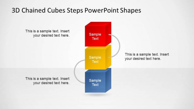 Vertical 3D Chained Cubes 3 Steps Diagram