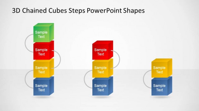 Vertical Three to Five Chained Cubes Steps PowerPoint Diagrams