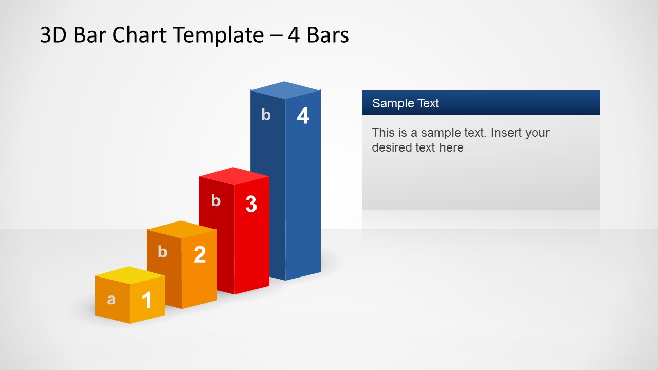 3d Bar Chart Template Design For Powerpoint With 4 Bars Slidemodel