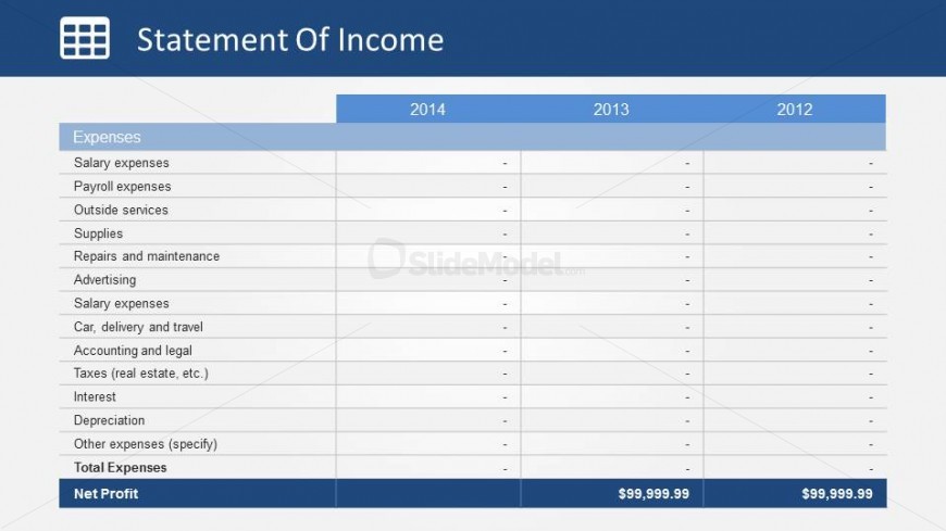 Expenses Section of Income Statement Slide