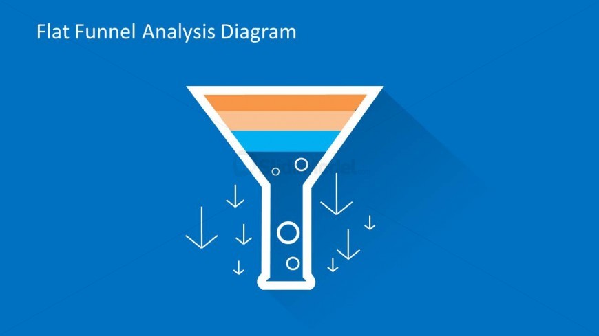 Flat Funnel Diagram Template for PowerPoint with 3 Levels & Arrows