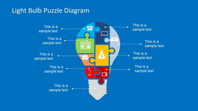 Light Bulb Puzzle Diagram Template for PowerPoint