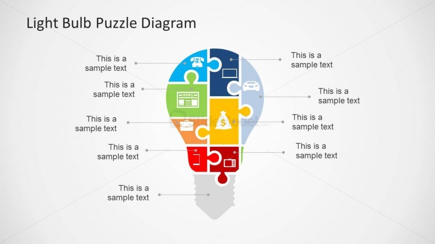 Puzzle Diagram Slide Design with Light Bulb